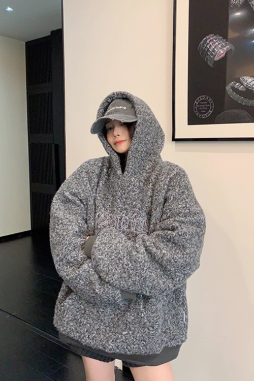 Retro Tweed Pullover Hoodie