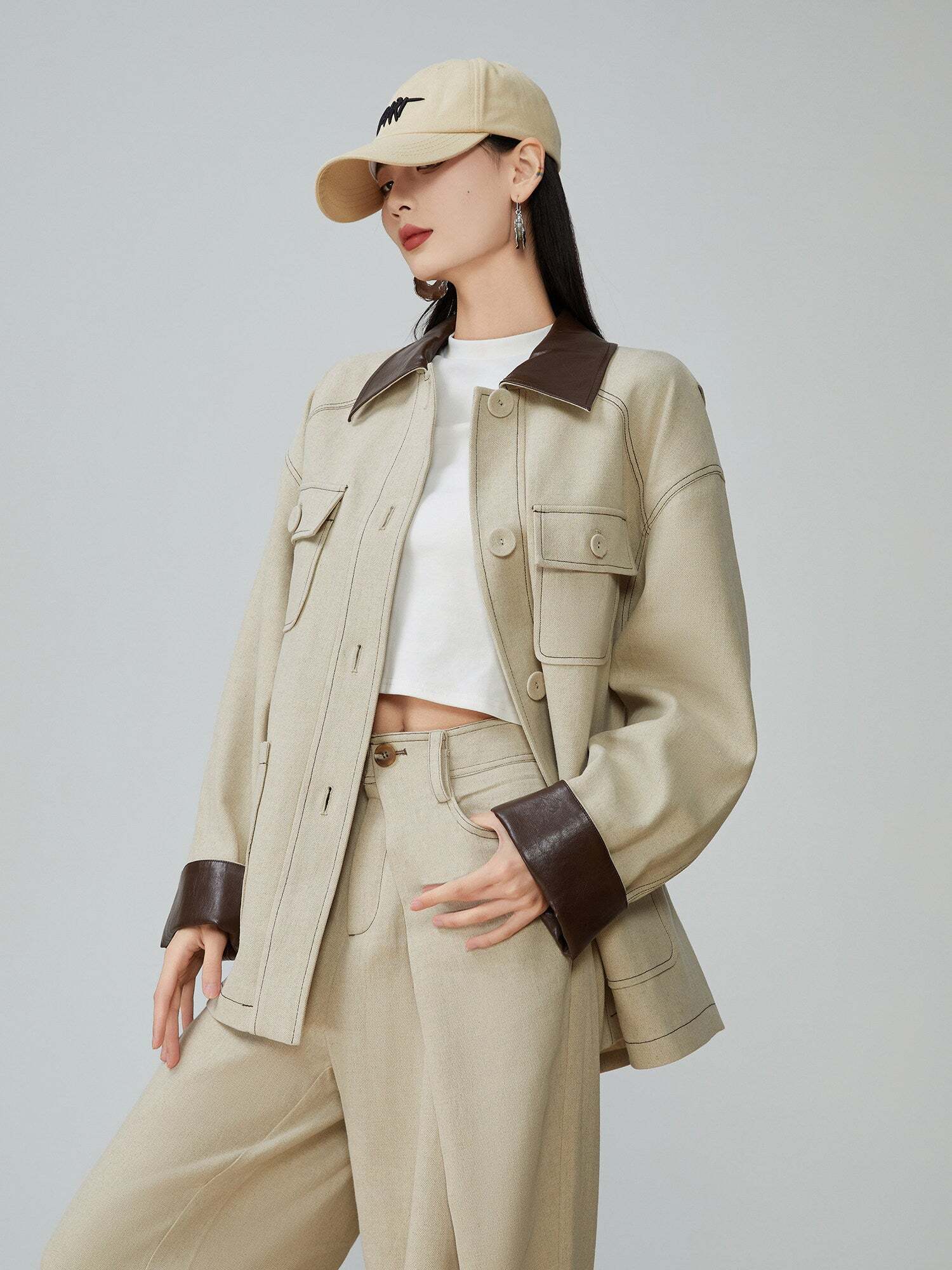 Retro Work Jacket / Wide Pants