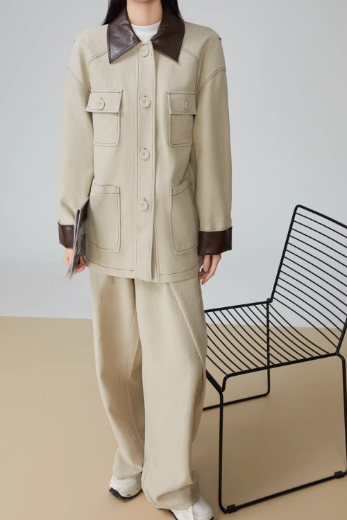 Retro Work Jacket / Wide Pants