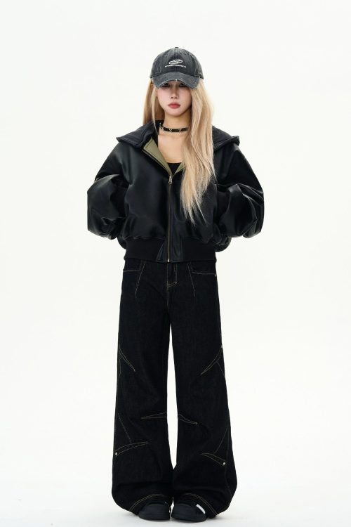 Reversible Bomber Leather Jacket