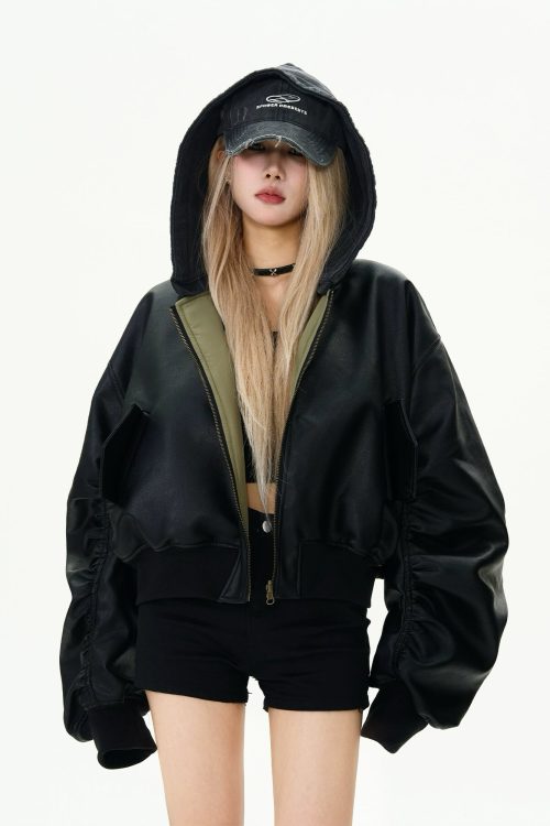 Reversible Bomber Leather Jacket