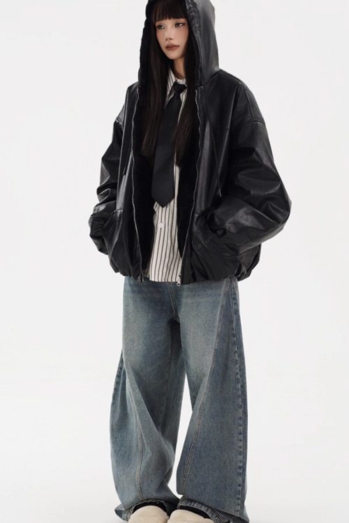 Reversible Leather Boa Jacket