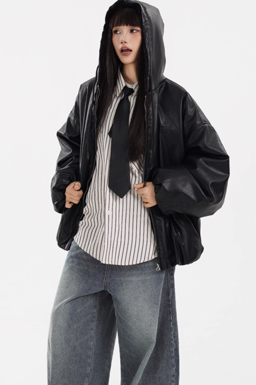 Reversible Leather Boa Jacket