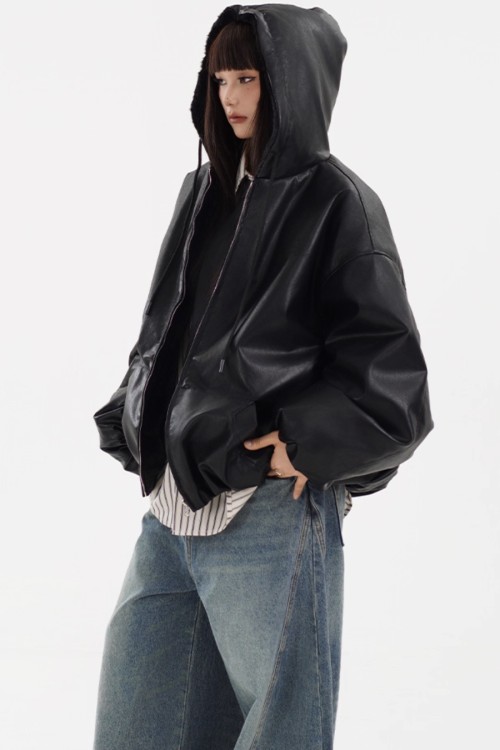 Reversible Leather Boa Jacket