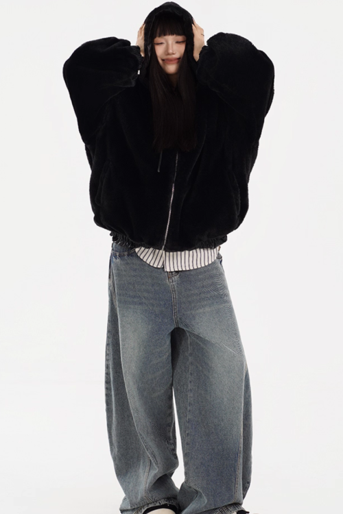 Reversible Leather Boa Jacket