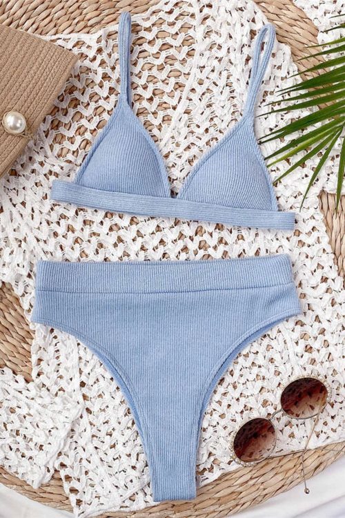 Ribbed Triangle Bikini Set