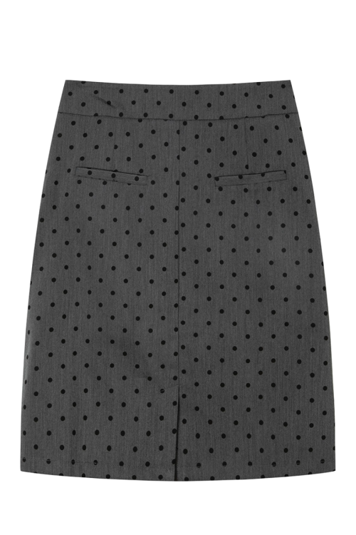 Ribbon Collar Long-Sleeve Blouse / Polka Dot Skirt