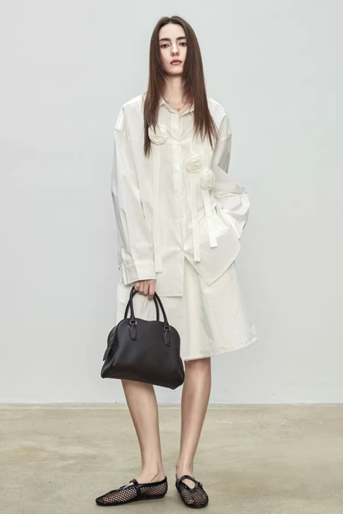 Ribbon Design Handmade Flower Shirt