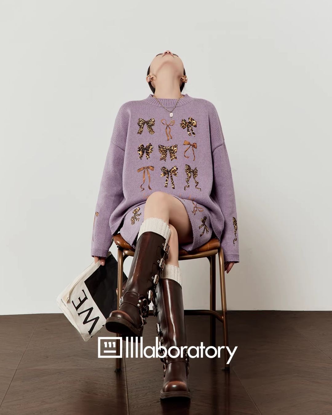 Ribbon Design Knit Top / Knit Mini Skirt Ribbon Design Knit Top / Knit Mini Skirt