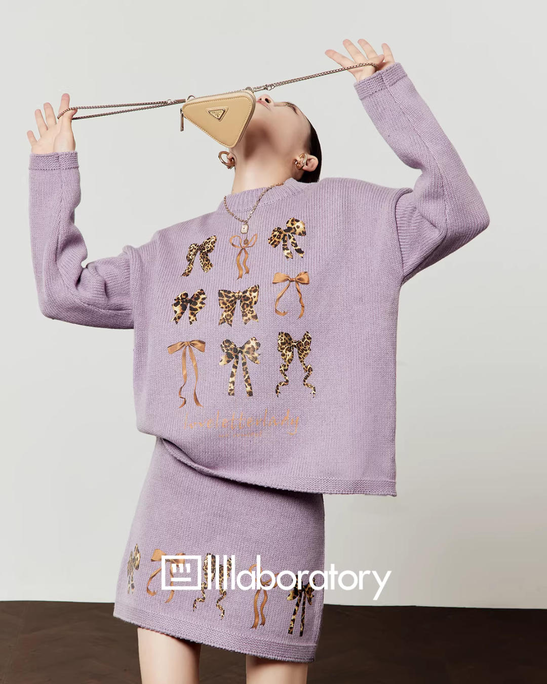 Ribbon Design Knit Top / Knit Mini Skirt Ribbon Design Knit Top / Knit Mini Skirt