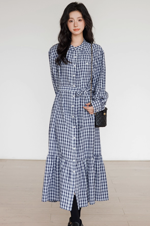 Ribbon Gingham Check Dress