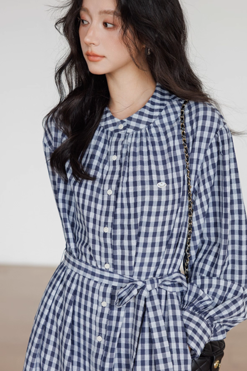 Ribbon Gingham Check Dress