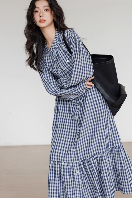 Ribbon Gingham Check Dress