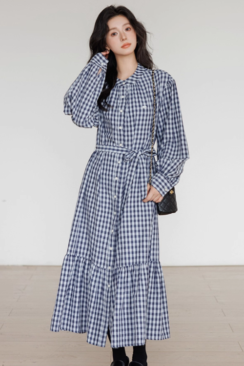 Ribbon Gingham Check Dress