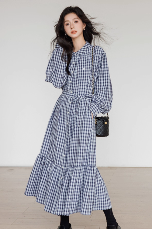 Ribbon Gingham Check Dress