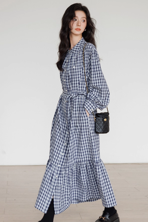 Ribbon Gingham Check Dress