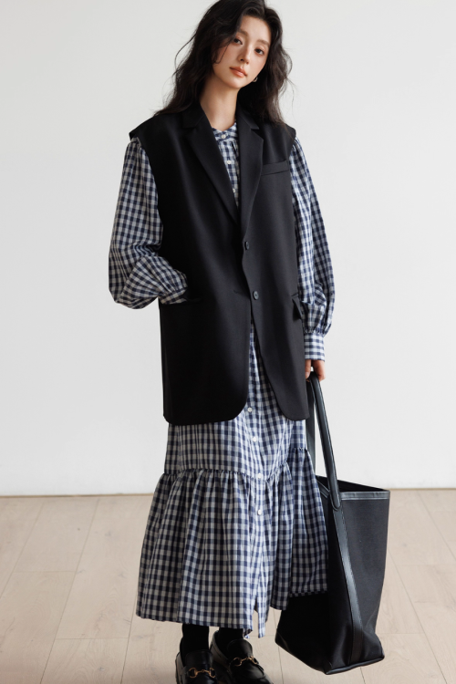 Ribbon Gingham Check Dress