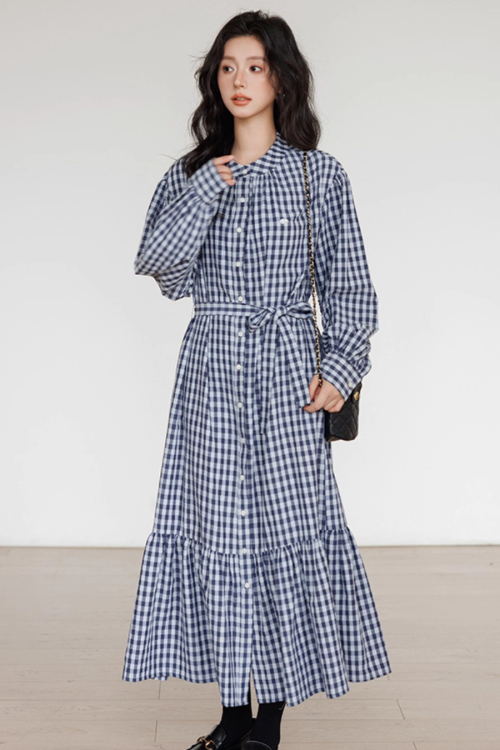 Ribbon Gingham Check Dress