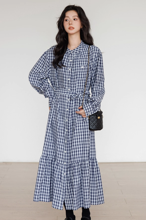 Ribbon Gingham Check Dress