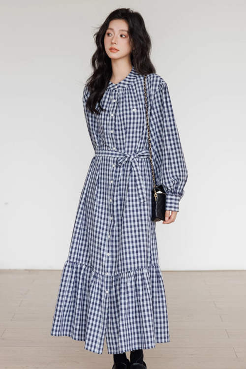 Ribbon Gingham Check Dress