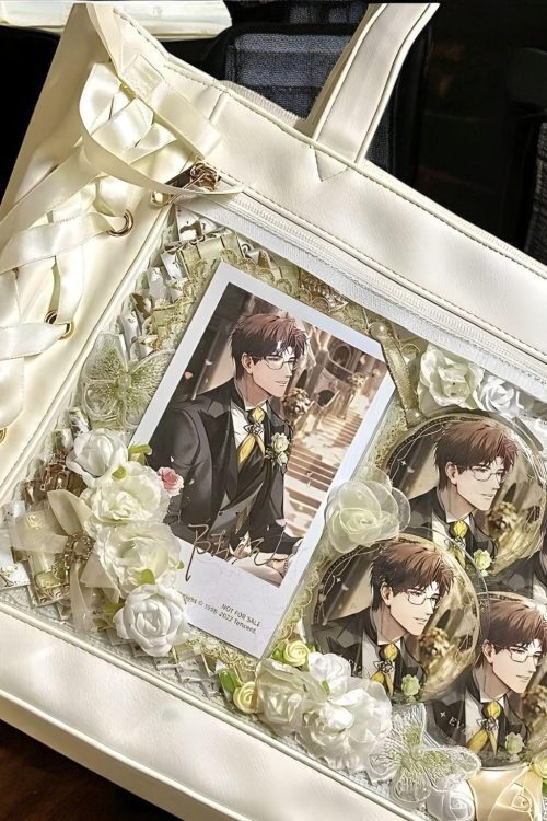 Ribbon Lace Ita Tote Bag with Clear Window for Pin Display