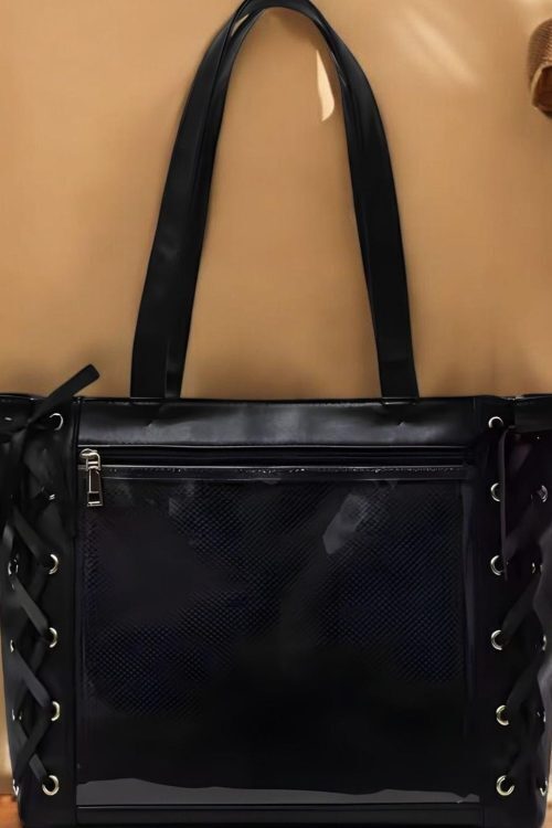 Ribbon Lace Ita Tote Bag with Clear Window for Pin Display
