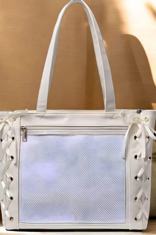 Ribbon Lace Ita Tote Bag with Clear Window for Pin Display