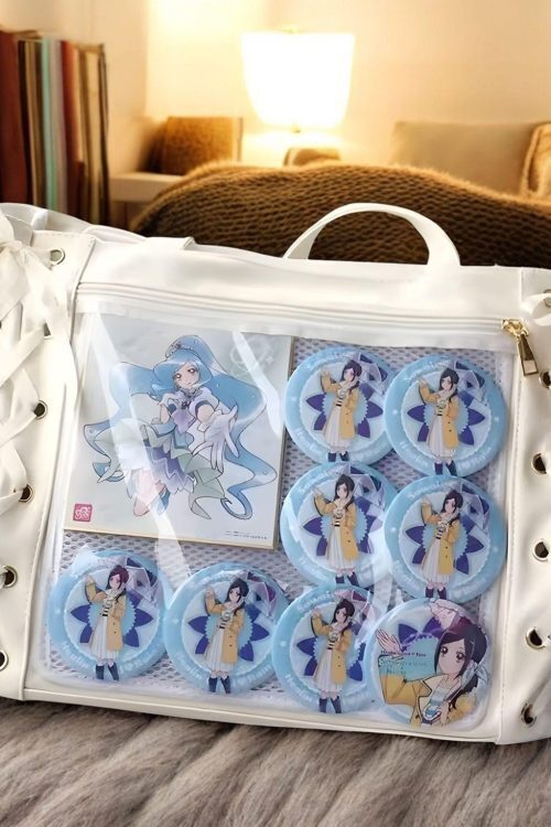 Ribbon Lace Ita Tote Bag with Clear Window for Pin Display