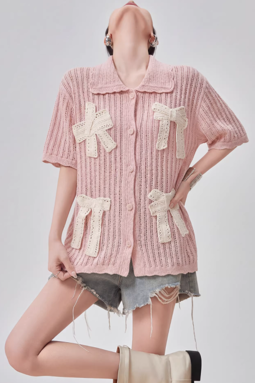 Ribbon Motif Knit Top