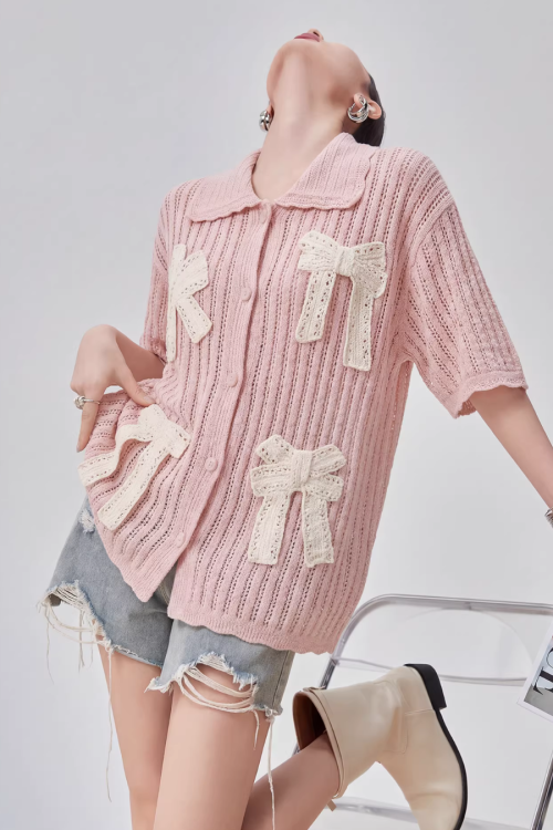 Ribbon Motif Knit Top
