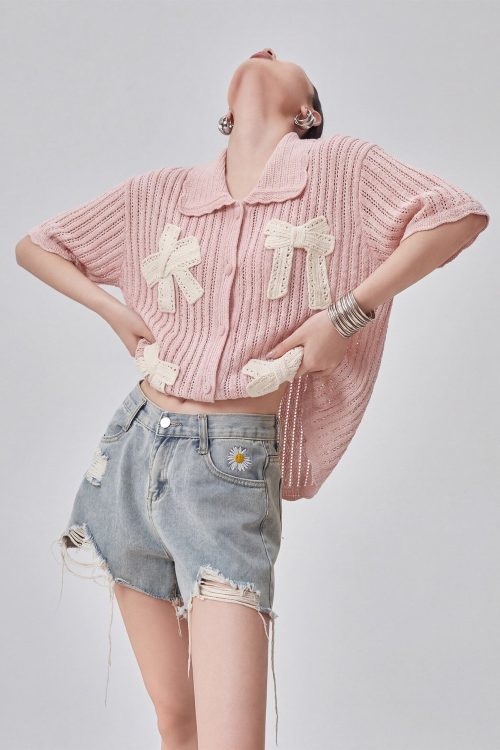 Ribbon Motif Knit Top