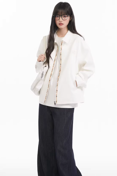 Ribbon Spliced Collar Jacket