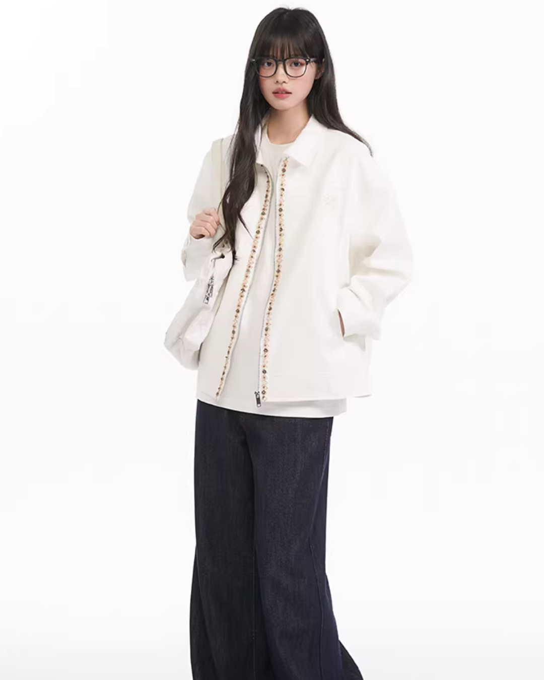 Ribbon Spliced Collar Jacket Ribbon Spliced Collar Jacket