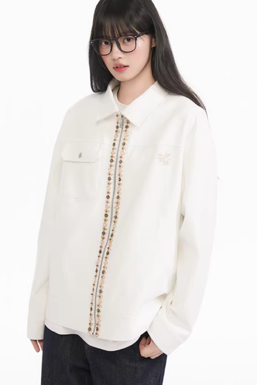 Ribbon Spliced Collar Jacket