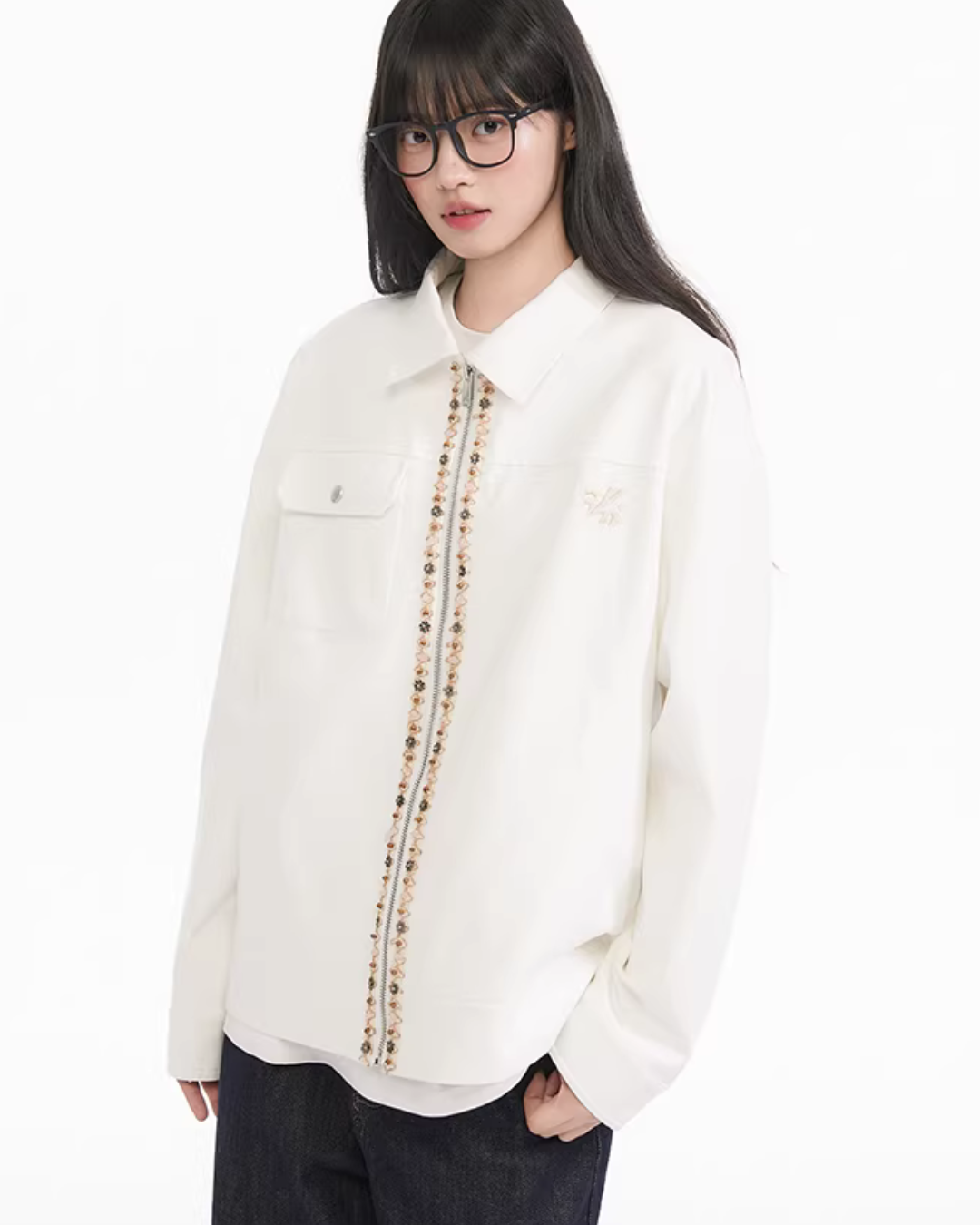 Ribbon Spliced Collar Jacket Ribbon Spliced Collar Jacket