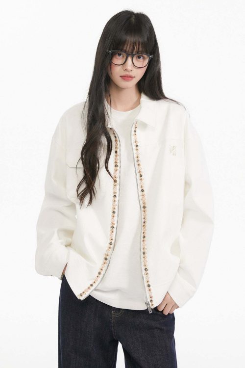 Ribbon Spliced Collar Jacket