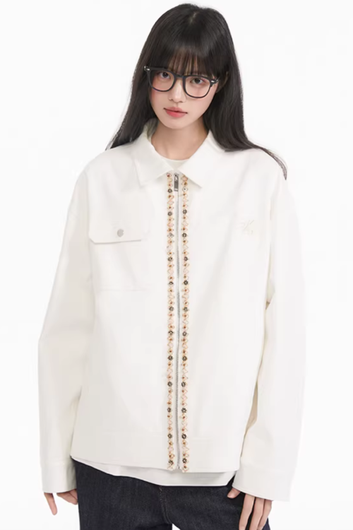 Ribbon Spliced Collar Jacket