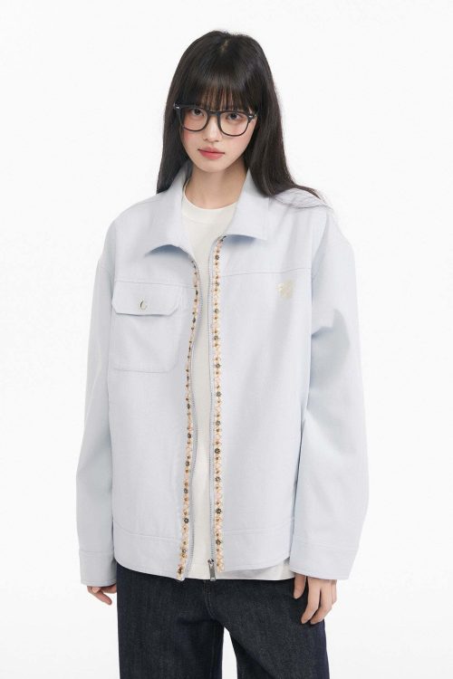 Ribbon Spliced Collar Jacket