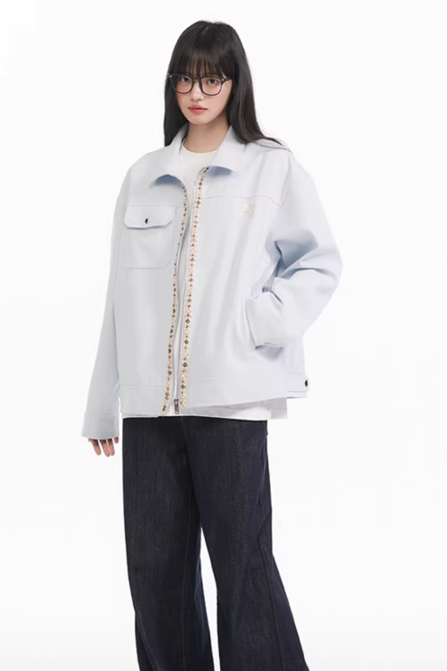 Ribbon Spliced Collar Jacket