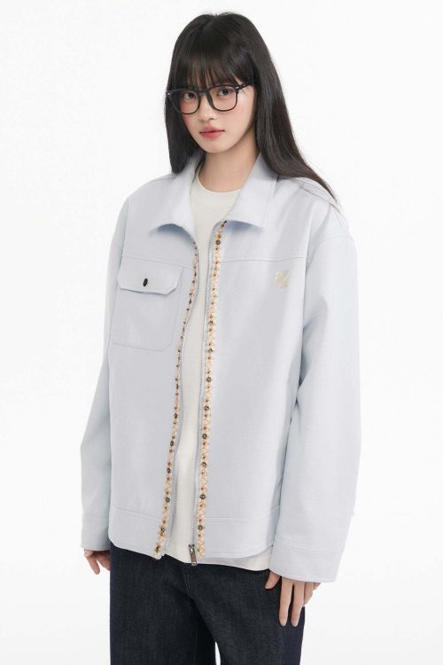 Ribbon Spliced Collar Jacket