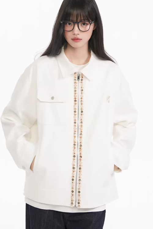 Ribbon Spliced Collar Jacket