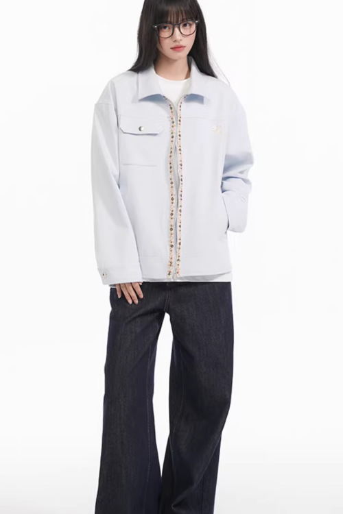 Ribbon Spliced Collar Jacket