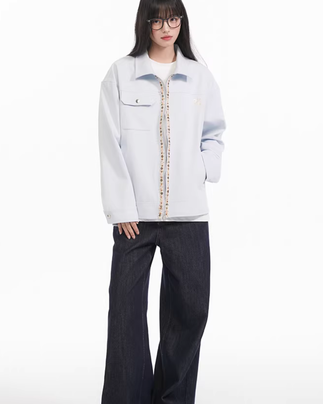 Ribbon Spliced Collar Jacket Ribbon Spliced Collar Jacket