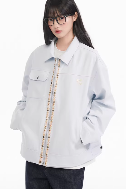 Ribbon Spliced Collar Jacket