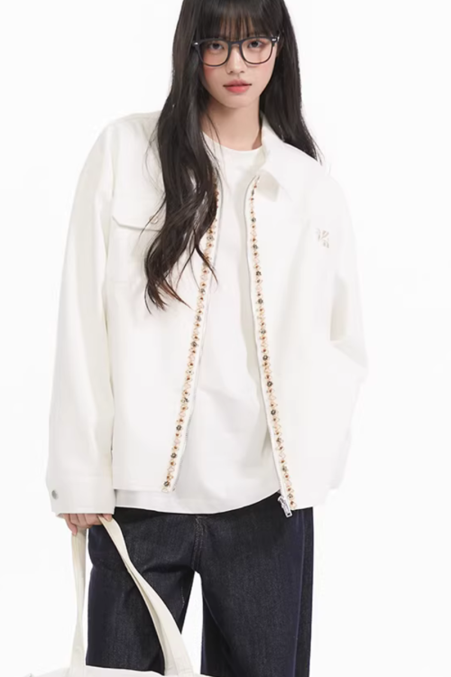 Ribbon Spliced Collar Jacket