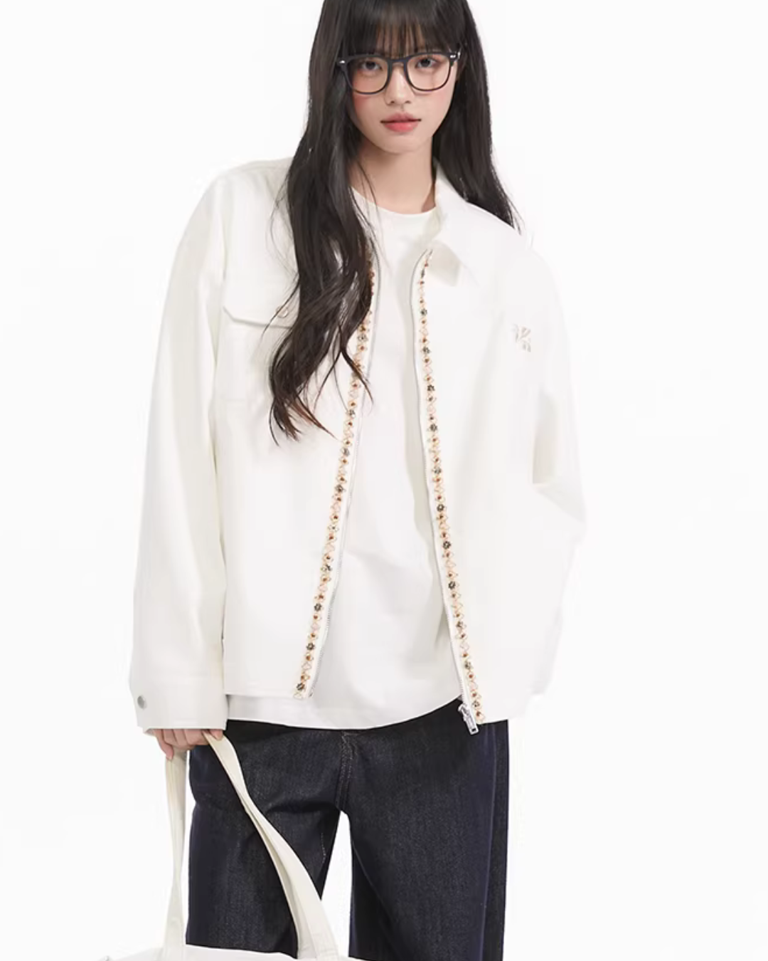 Ribbon Spliced Collar Jacket Ribbon Spliced Collar Jacket