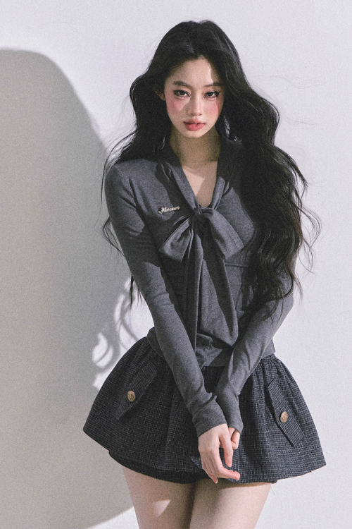 Ribbon Tie Long Sleeve Top