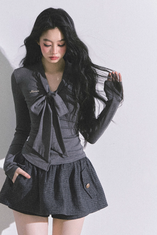 Ribbon Tie Long Sleeve Top