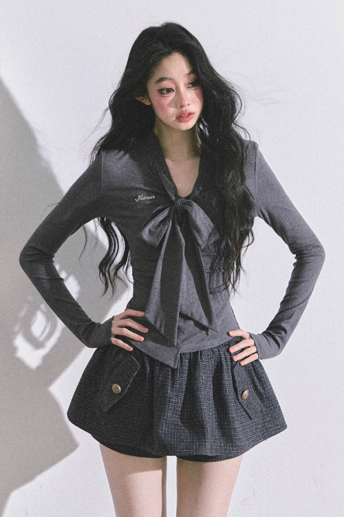 Ribbon Tie Long Sleeve Top