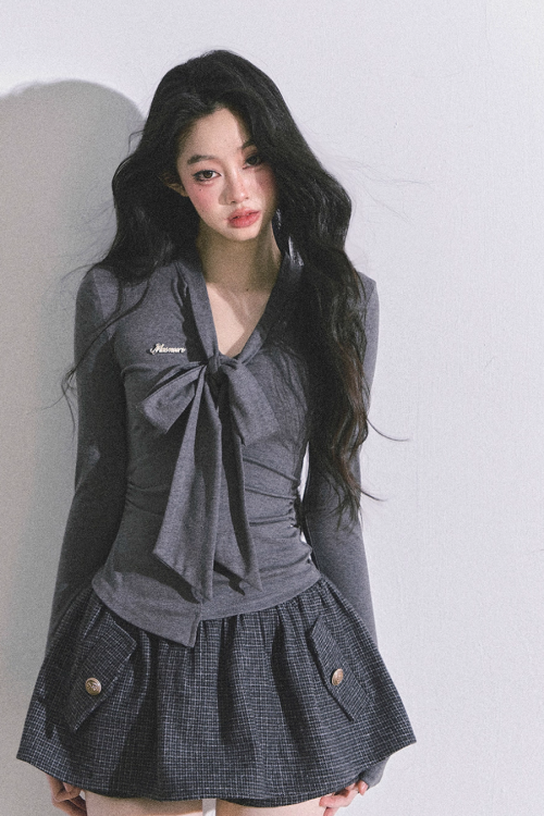 Ribbon Tie Long Sleeve Top